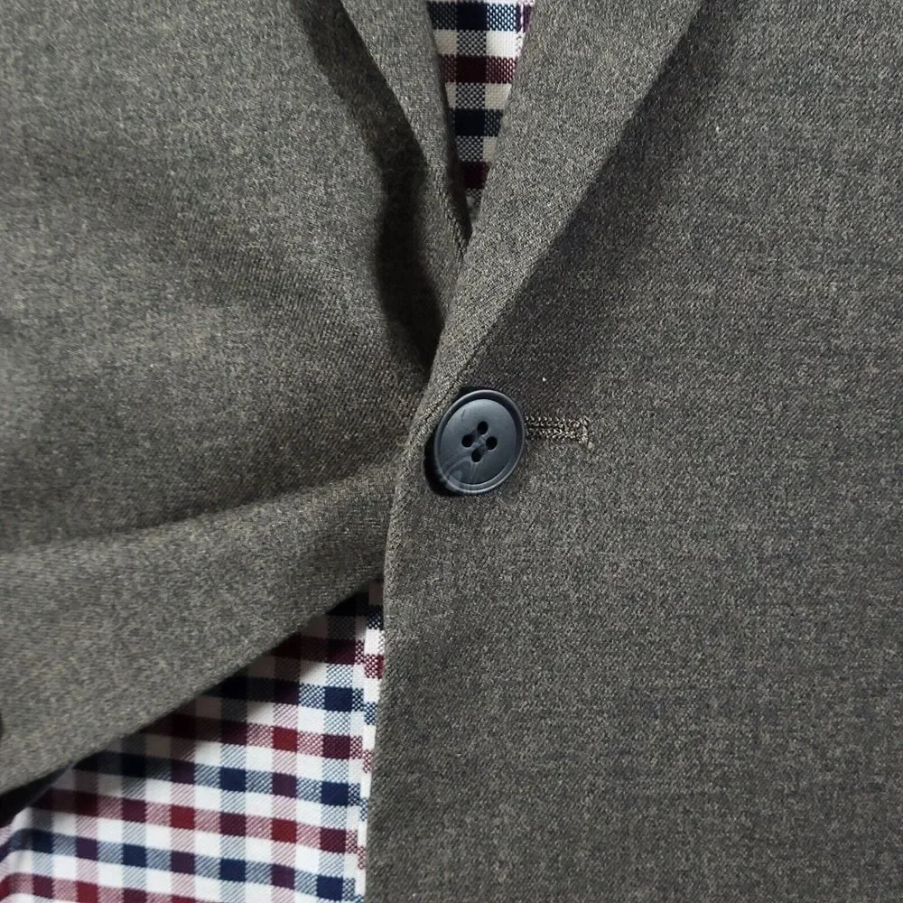 H&M Men's‎ Flannel Sport Coat Blazer Two Button Brown Poly Blend Regular Fit 42R